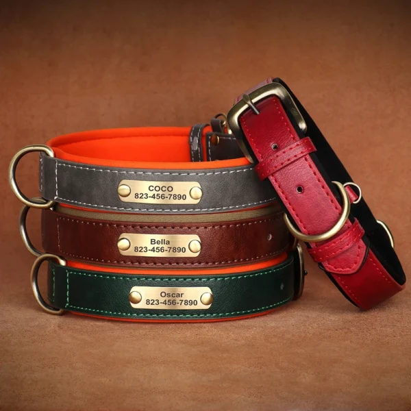 Personalized Leather Nameplate Dog Collar