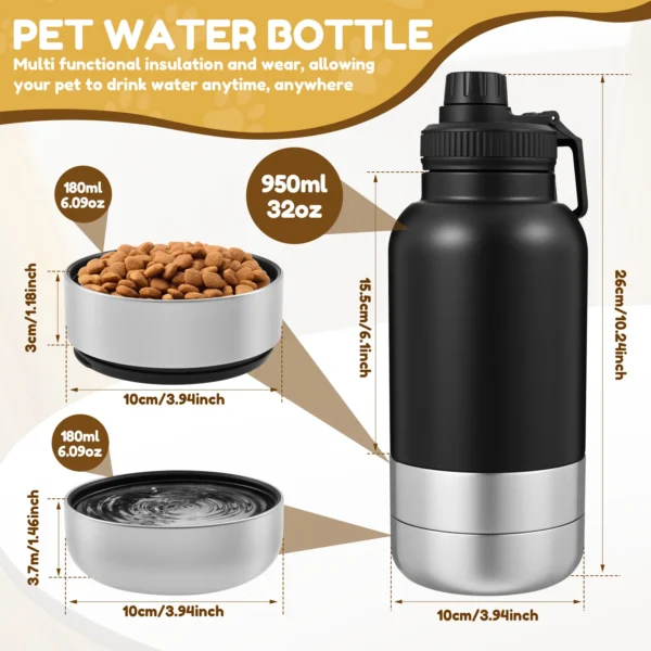 32oz Stainless Steel Dog Travel Bottle