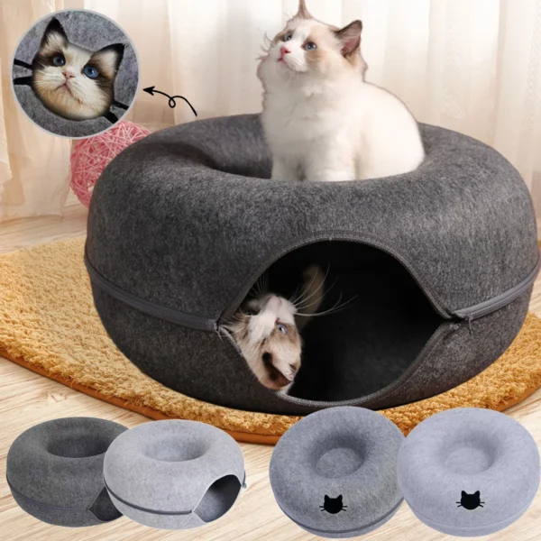 Felt Donut Cat Tunnel Bed